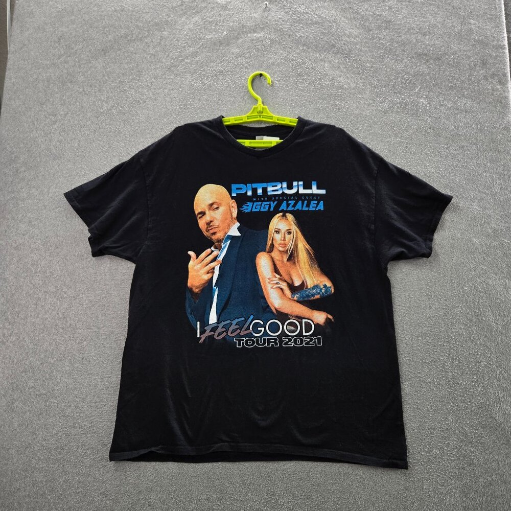 Pitbull Men Shirt XL Black Iggy Azalea I Feel Good Tour 2021 Hip Hop Concert Tee